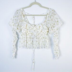 Free People - Floral Chiffon Sheer Long Sleeve Top